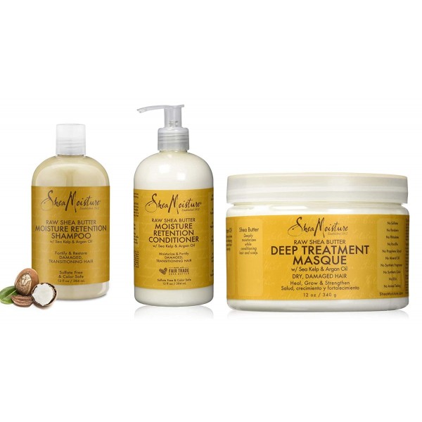 Shea Moisture Raw Shea Butter Combo Deal: Raw Shea Butter Moisture Retention Shampoo & Conditioner & Deep Treatment Masque Set