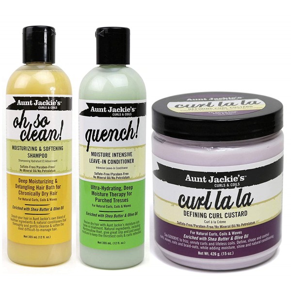 Aunt Jackie's Combo Deal - Aunt Jackie's Oh So Clean Shampoo, Quench Leave In Conditioner & Curl La La