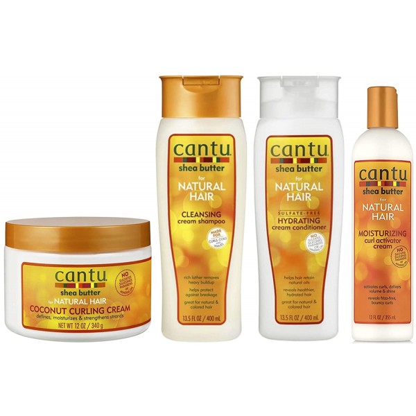 Cantu Shea Butter Combo Deal - Cantu Coconut Curling Cream 12 oz, Cantu Sulfate Free Shampoo 12 oz, Conditioner 12 oz & Curl Activator Cream 12 oz 