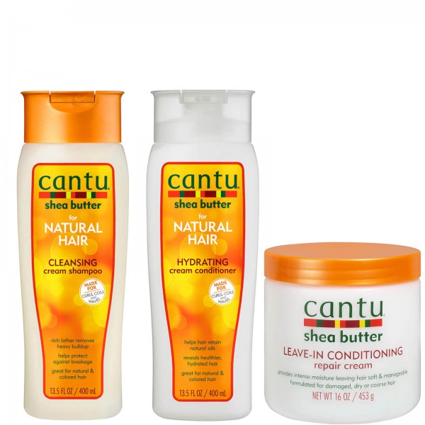 Cantu ComboDeal - Cantu Shea Butter Sulfate Free Shampoo, Sulfate Free Conditioner and Shea Butter Leave in Conditioner Repair Cream 453g